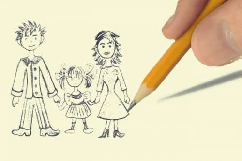 детский рисунок семьи