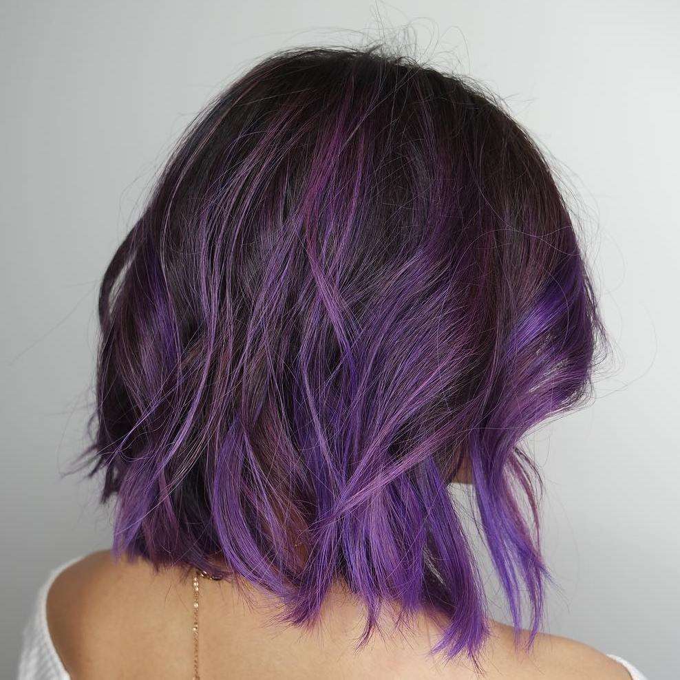 Фиолетовый цвет волос кончики