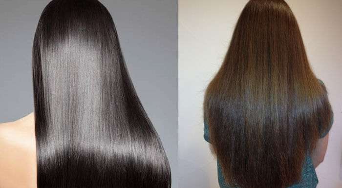 До и После японского выпрямления волос